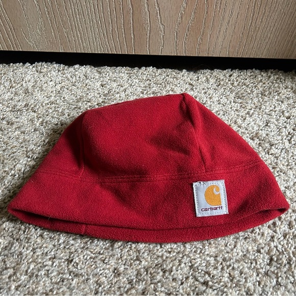 Carhartt Men's Soft Fleece Hat Red One Size 
Beanie Front Patch Outdoor Casual - Picture 1 of 6